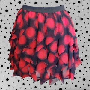 Princess Vera Wang Y2K Black & Red Polka Dot Tiered Ruffle Mini Skirt Size XS